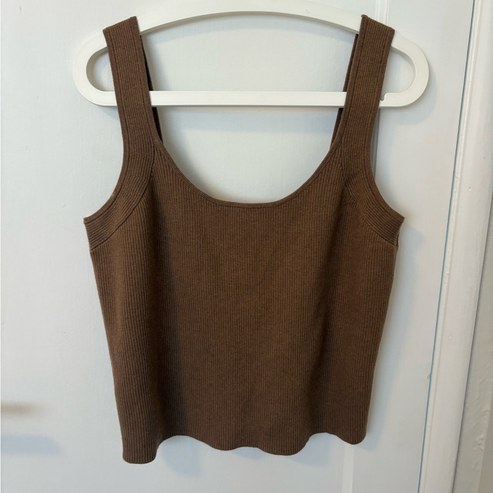 Brown Ribbed Tank Top AYR